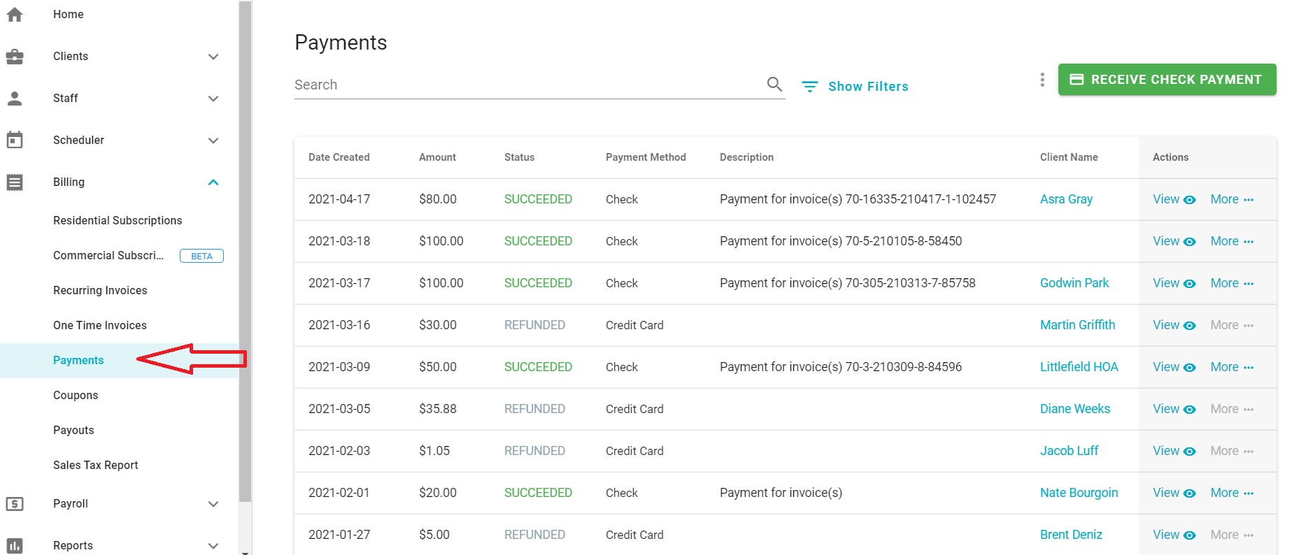 Billing – Payments